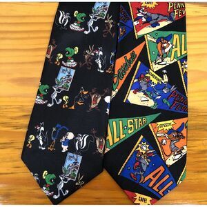 Vintage 1990's Looney Tunes Warner Bros Tie Lot Of 2 Colorful Looney Tunes Mania